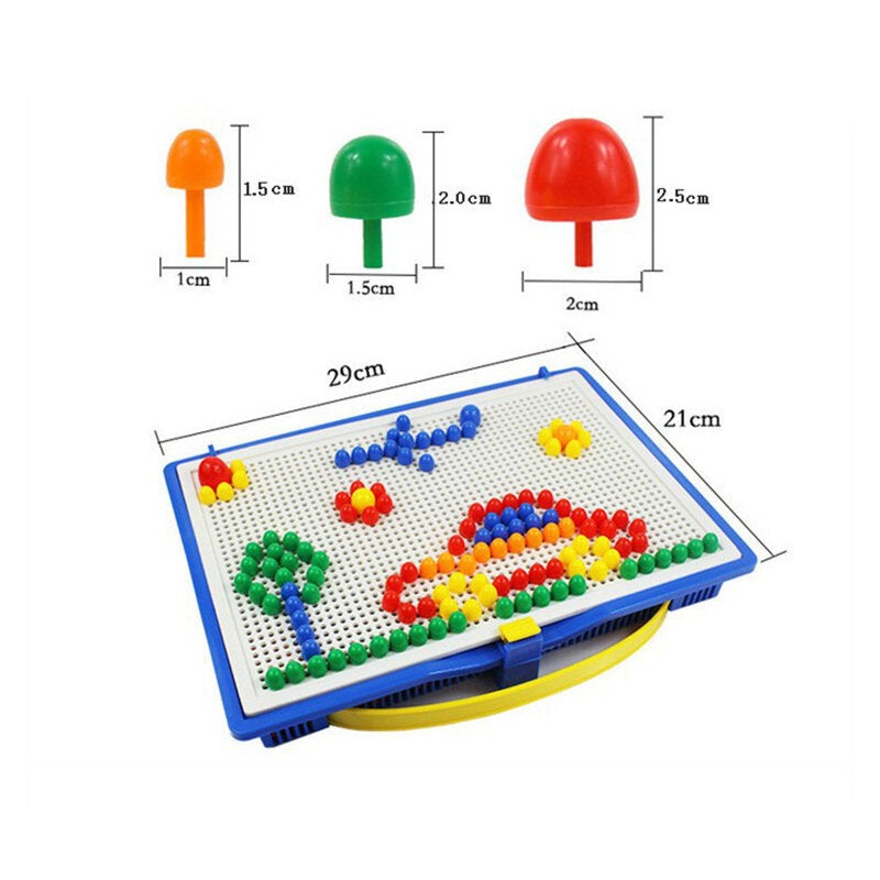 Mix Color Mushroom Nails with Alphanumeric Puzzle Peg Board Set Early Learning Educational Toys for Kids Gift