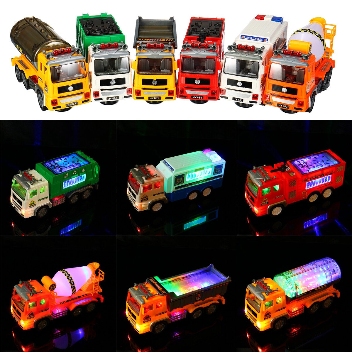 Large Simulation Electric Car Universal Engineering Vehicle Toy 4D Light Music Childrens