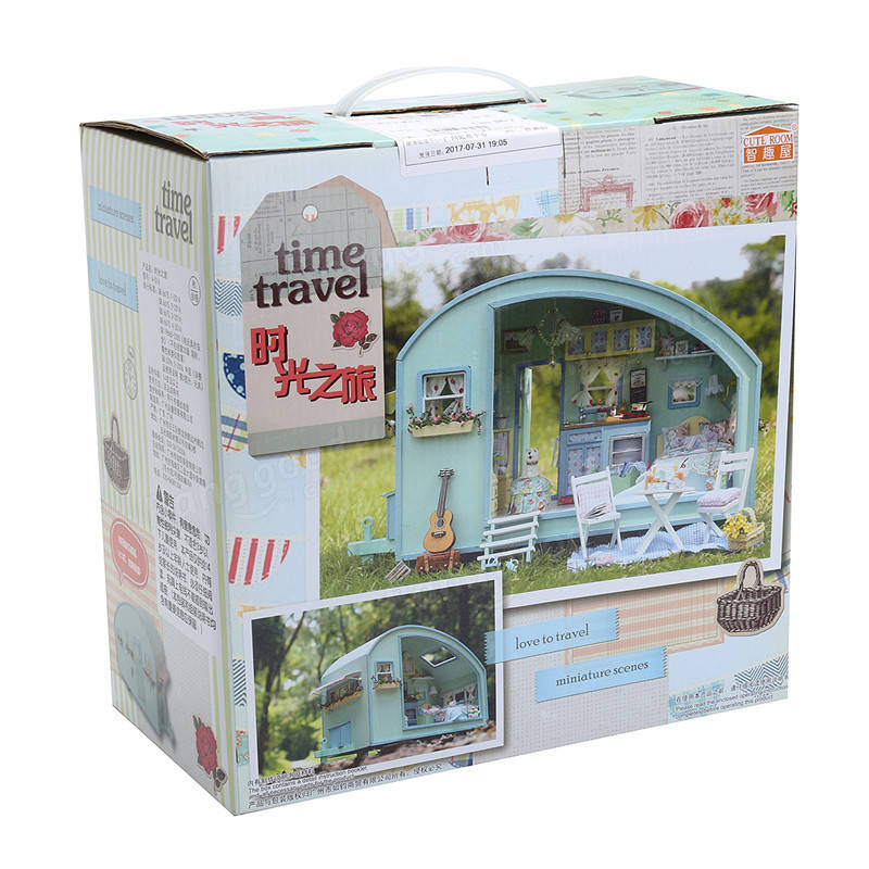 Time Travel DIY Wooden Miniature Kit Doll house LED Music Voice Control