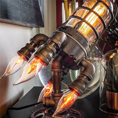 Steampunk Rocket Lamp Punk Style Lights Metal Desktop Decor Ornaments Wall Decoration Light Led Light Lamp