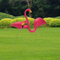 2PCS Pink Flamingo Plastic Yard Garden Lawn Art Ornaments Retro Toy Decor