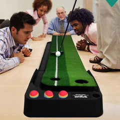 Golf Putting Green Trainer Pad with Auto Ball Return System with 2 Holes