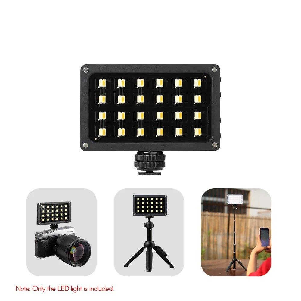 Portable LED Fill-in Video Light Lamp 24pcs Beads Adjustable Brightness with Display Screen Diffuser