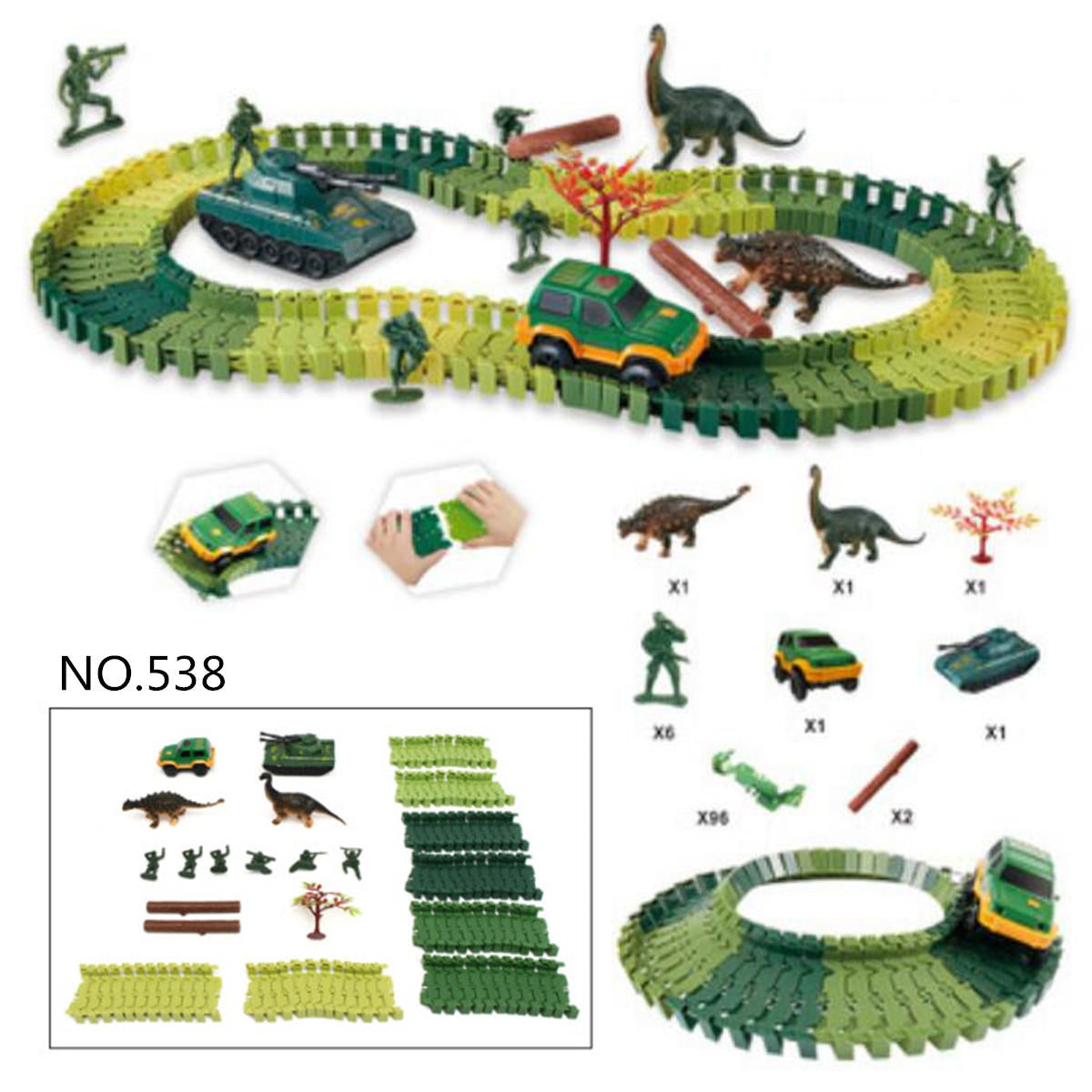 Dinosaur Dino World Childrens Flexible Race Car Track Toys Construction Play-Set Toy