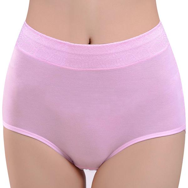 Women Solid Color High Waist Trace less Flower Briefs