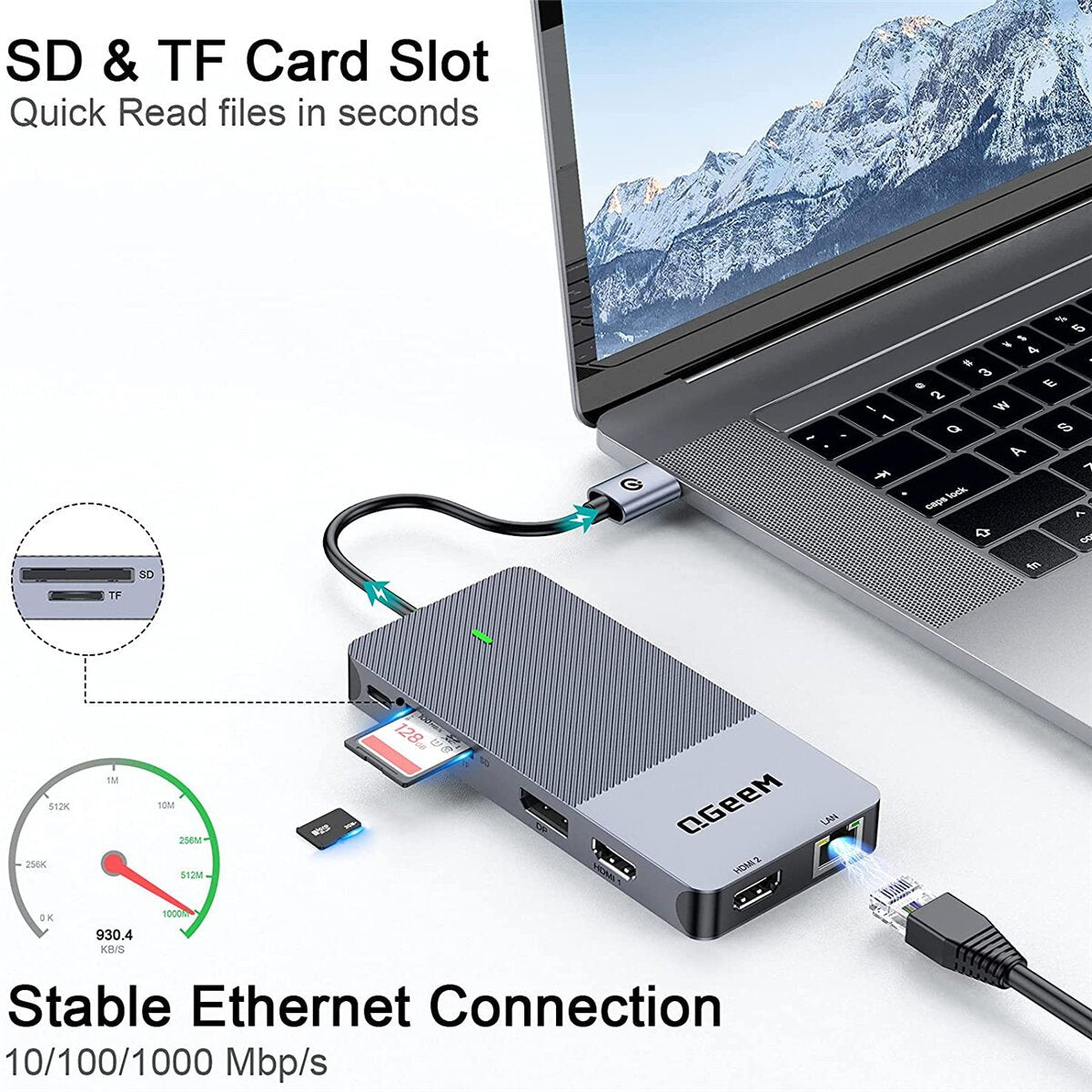 11 In 1 USB Type-C Hub Docking Station Adapter With Dual 4K HDMI Display Display Port