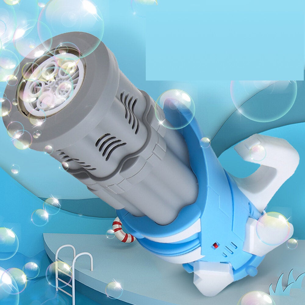 Electric Bubble Gatling Machine Maker One Key 5-hole Output Toy with Light and Music for Kids Play Gift