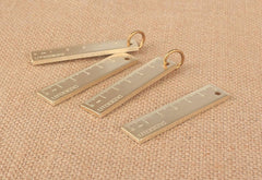 60mm EDC Copper Keychain Good Luck Ruler With Key Ring