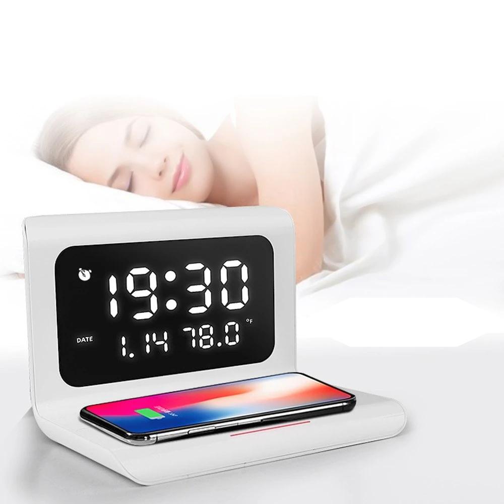 10W Wireless Charger Pad and Alarm Clock Thermometer