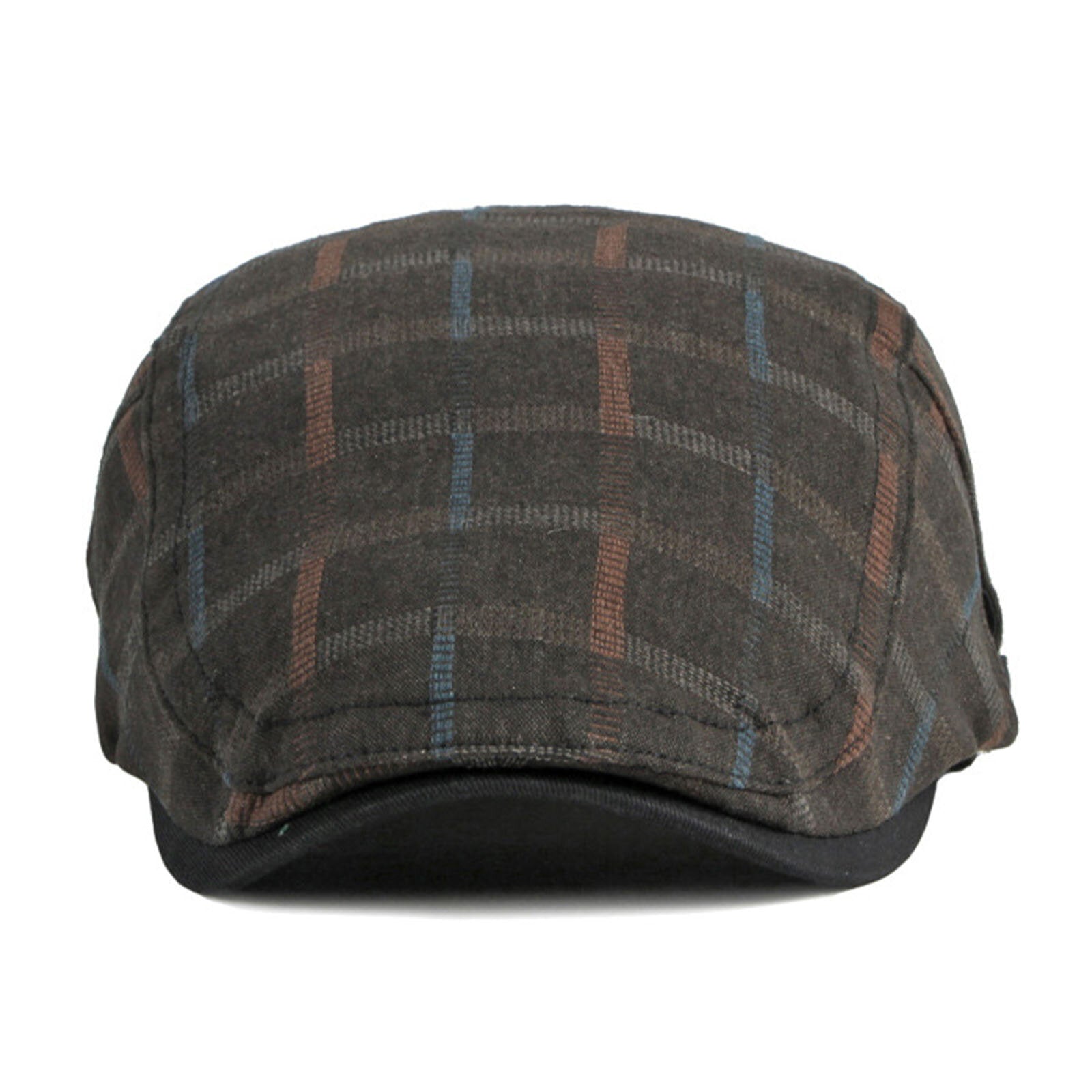 Menico Men's Cotton British Vintage Fashion Plaid Casual Beret Hat