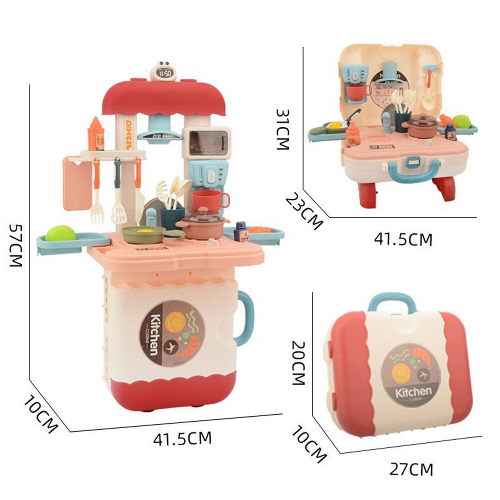 3 IN 1 Colorful Multifunctional Portable Backpack Handbag Simulation Kitchen Play House Puzzle Educational Toy Set for Childrens Gift