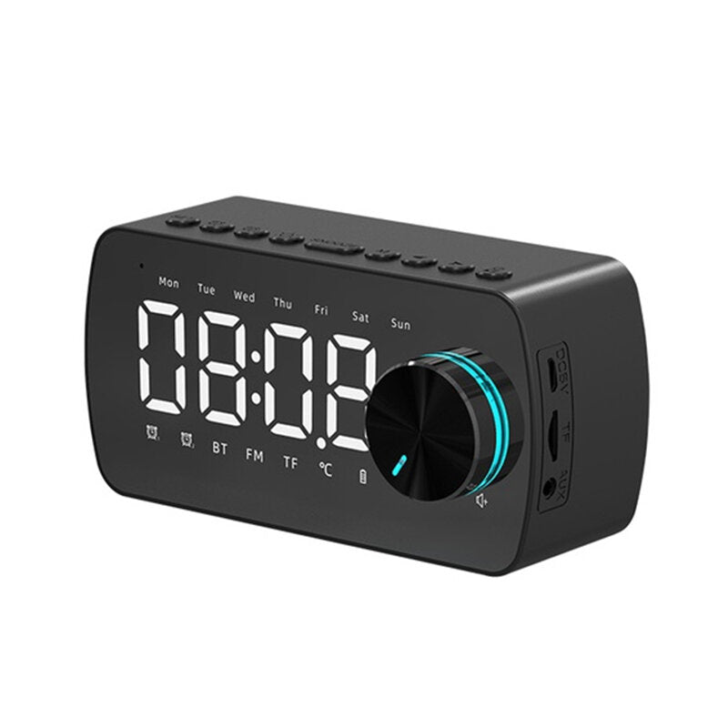 Wireless bluetooth Speaker Double Alarm Clock FM Radio Mirror LED Display HiFi Music Column Subwoofer Hands-free Call Speaker