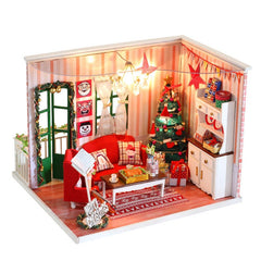 DIY Assembled Doll House Christmas Gift Toy with LED Light