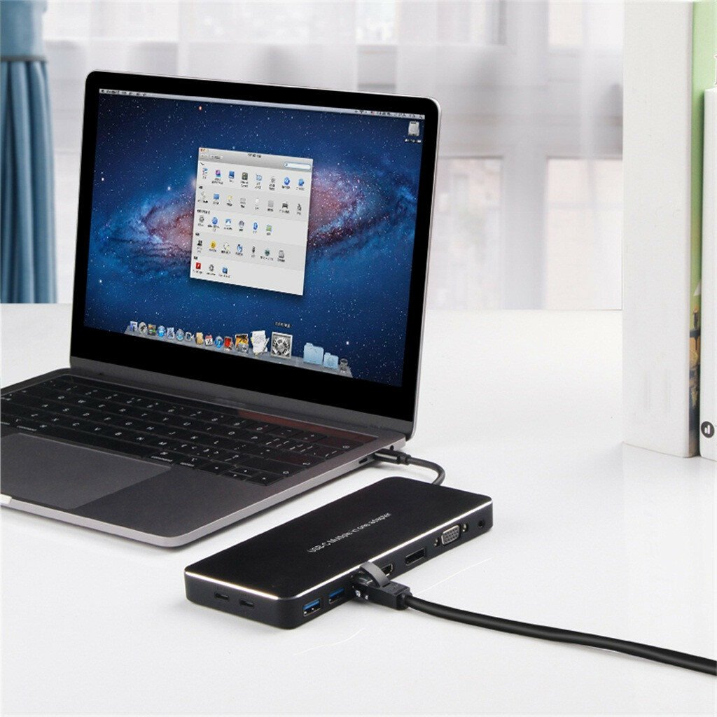 USB-C HUB Docking Station Adapter With USB-C PD Power Delivery USB-C U Disk Gigabit Ethernet 3.5mm Audio Port