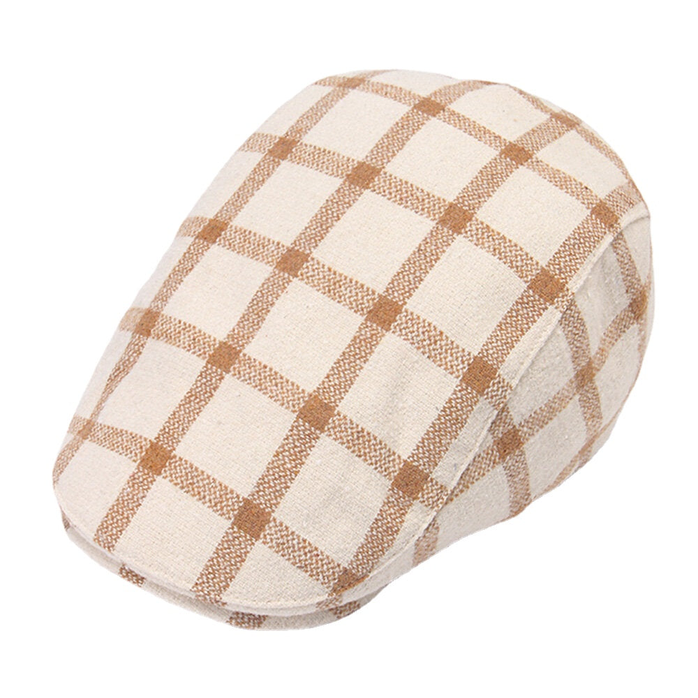 Men Newsboy Hats Colored Lattice Short Brim Dome Outdoor Adjustable Berets Driver Hat