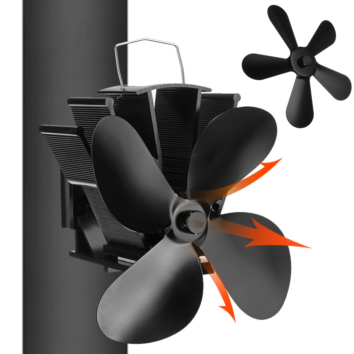 5 Blade Eco-friendly Stove Fan Low Noise Home Fireplace Fan Efficient Heat Distribution