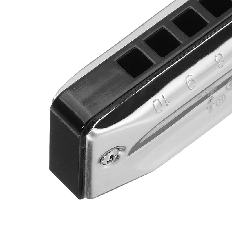 10 Holes Blues Harmonica Tone C Sliver Color for Beginner