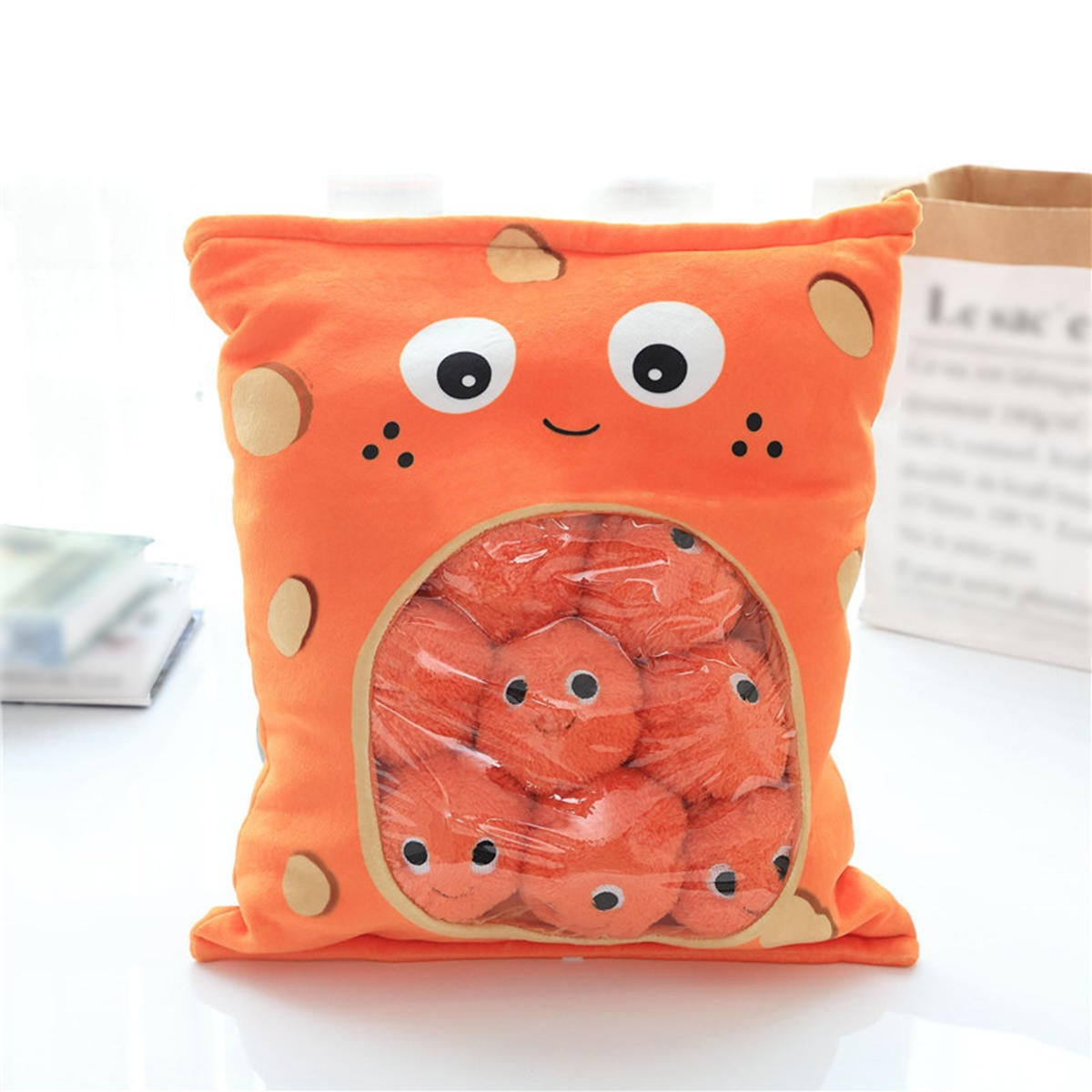 Orange Cheesy Stuffed Plush Soft Puffs Dolls Toy for Baby Gift