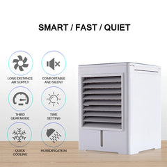 Portable Humidifier Air Conditioner 3 Wind Speeds Touch Timing Control USB Air Cooler Table Mini Fan for Office Home Car