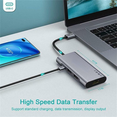 7-In-1 USB 3.0 HUB Docking Station Adapter with 1*USB C PD 100W Power Delivery Compatible with Chromebook