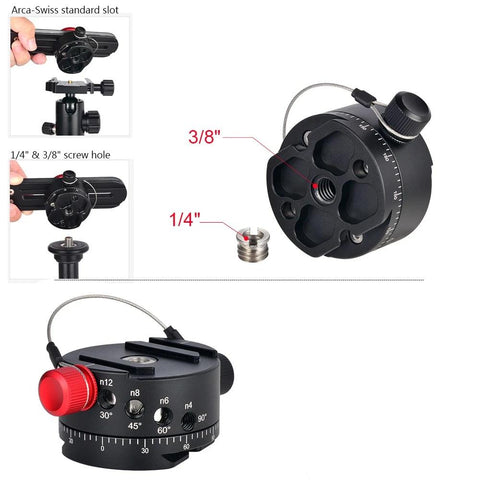 720° Panoramic Head Aluminium Alloy with Arca-Swiss Standard Ball Quick Release Plate Carry Bag