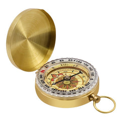 Luminous Brass Metal Compass With Clamshell Portable Pocket Watch Style Outdoor Travel