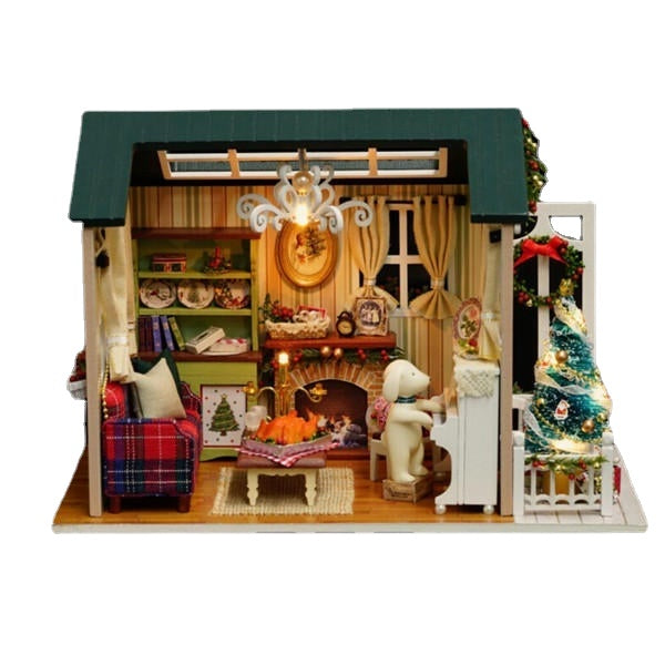 DIY Doll House Miniature Kit Collection Gift With Light