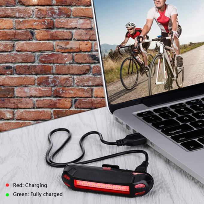Waterproof Bike Tail 500mAh Rear USB Charging 5 Modes Flashlight With COB Lamp