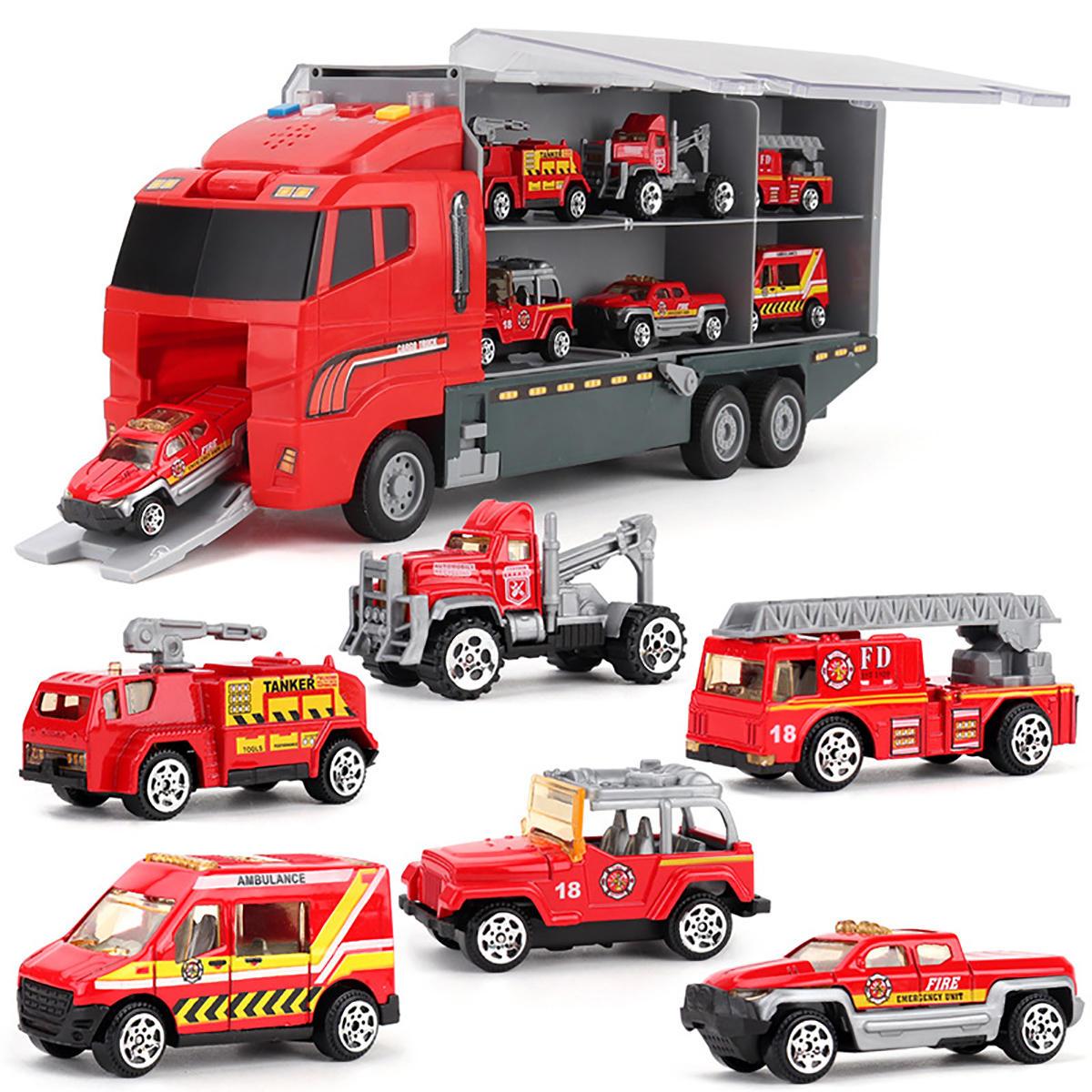 6/12 PCS 11 In 1 Diecast Model Construction Truck Vehicle Car Toy Set Play Vehicles in Carrier