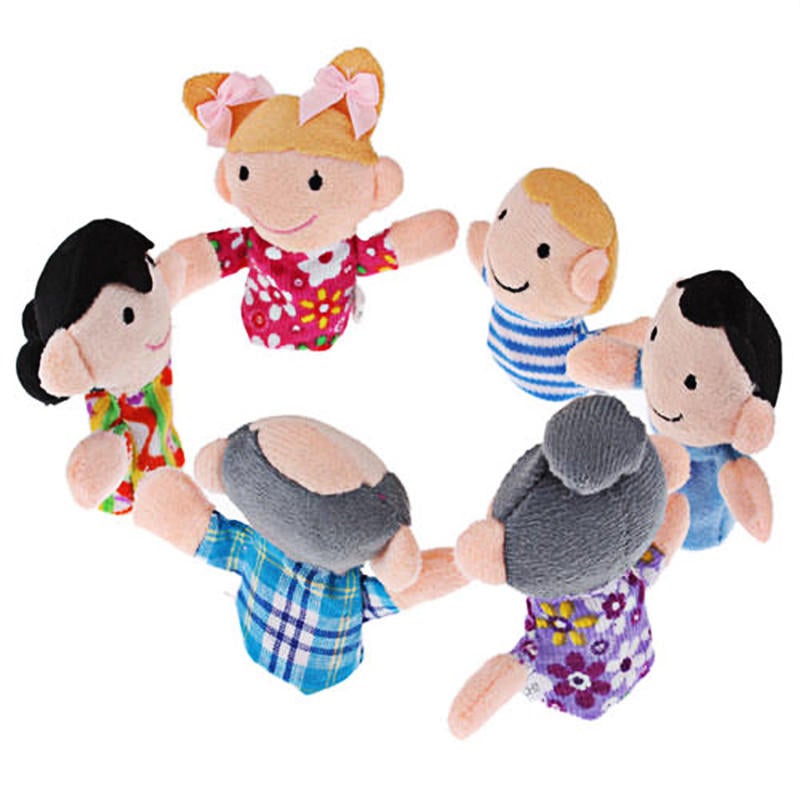 6 pcs/lot Stuffed Plush Toy Family Finger Puppets Set Boys Girls Educational Hand Toy Bedtime Story