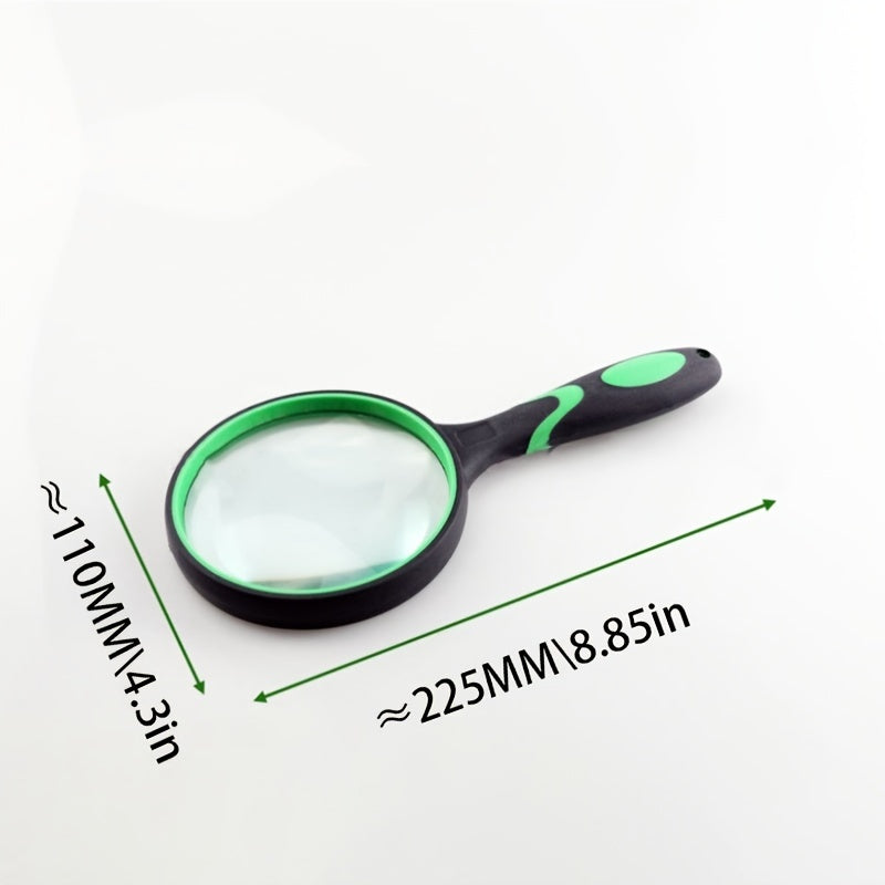 1pc 100mm 10X Shatterproof Handheld Magnifier With Non-Slip Rubber Handle