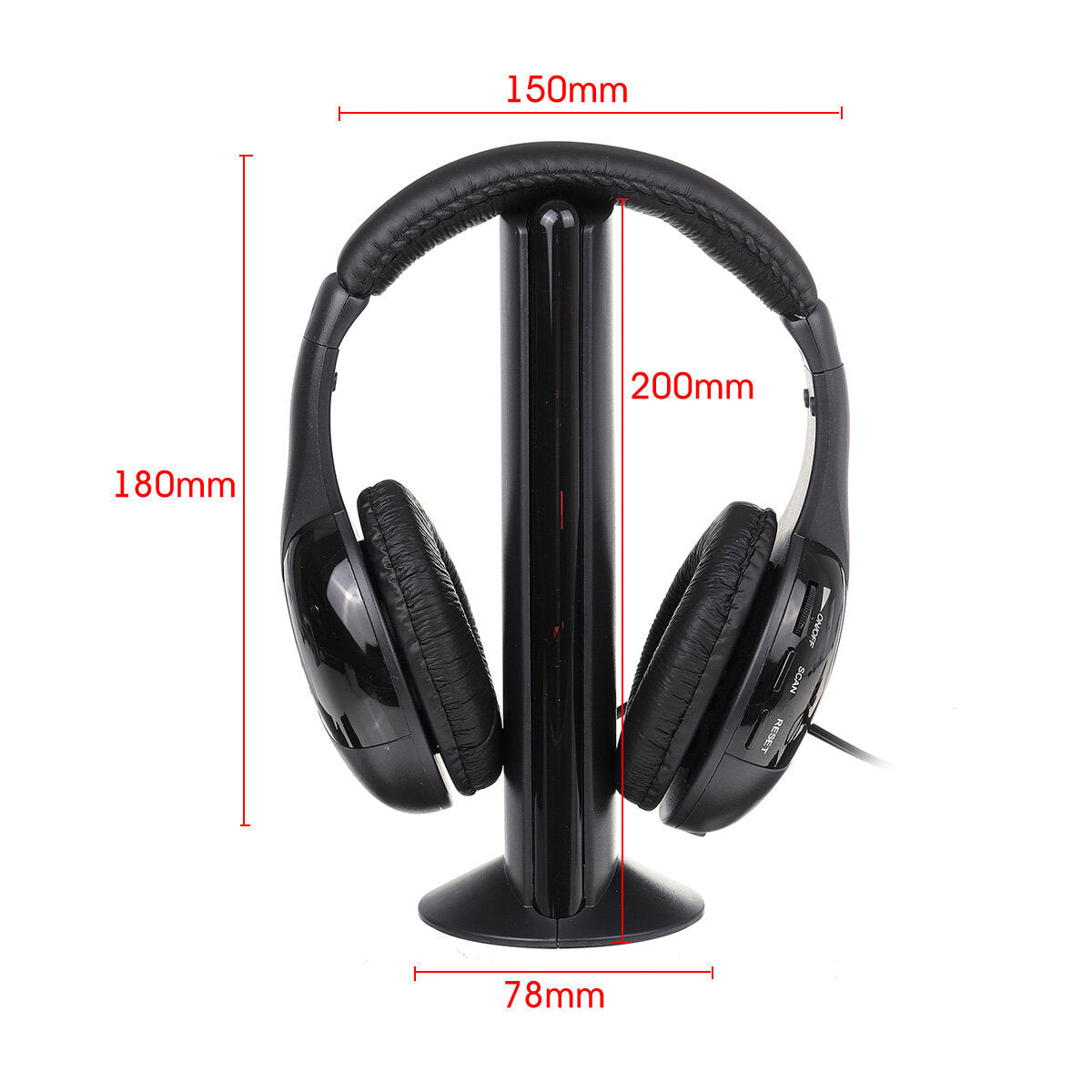 Wireless Headphones Transmitter On Ear Headset with FM Radio Wireless High-fidelity Headset Monitor Earphone for TV PC