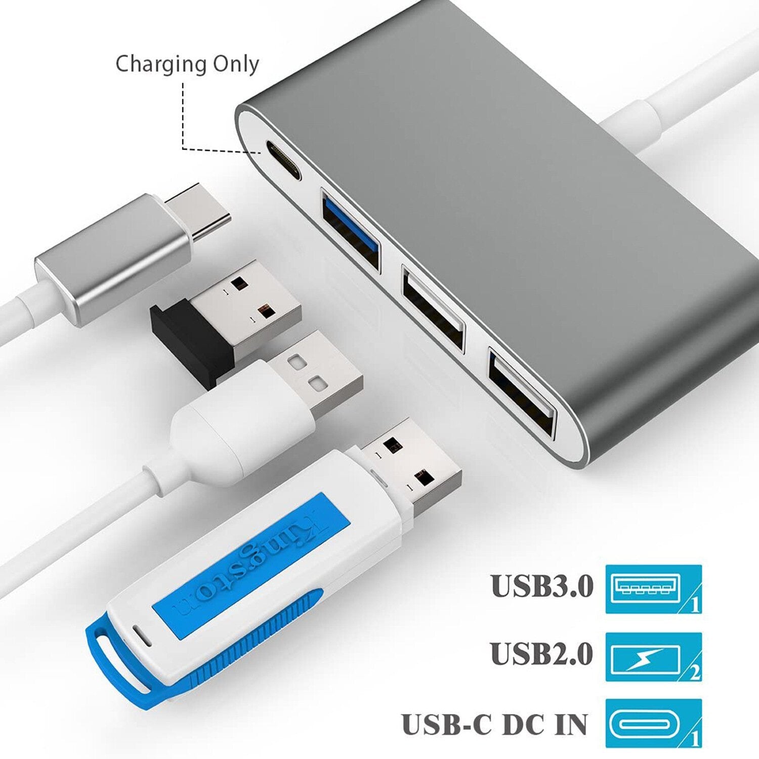 4-in-1 USB-C HUB Docking Station Adapter OTG Converter With USB-C PD Power Delivery USB 3.0 USB 2.0 *2 For Laptop Macbook