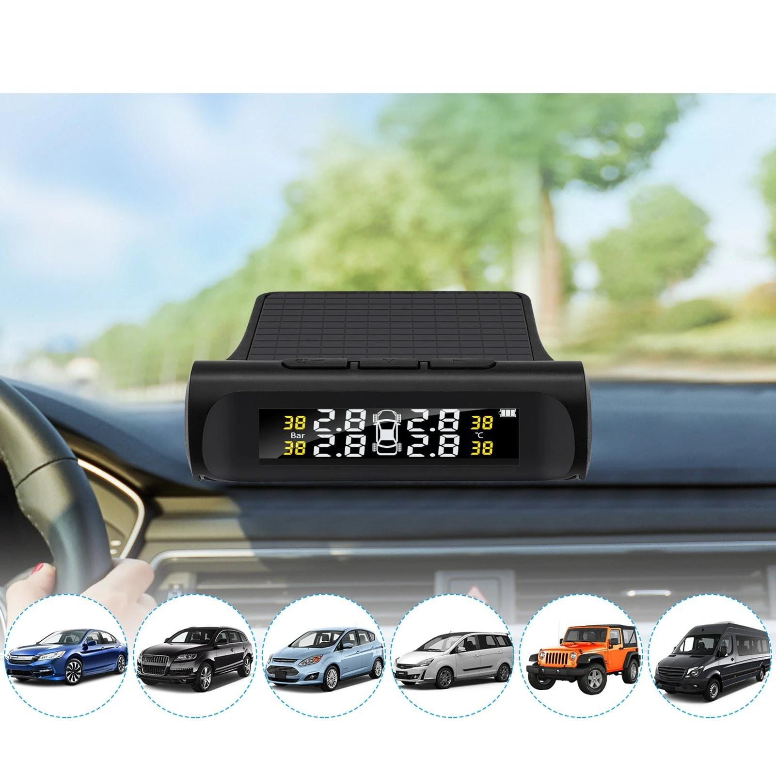 Car TPMS Tire Pressure Monitoring System Wireless Alarm 4 External Sensors