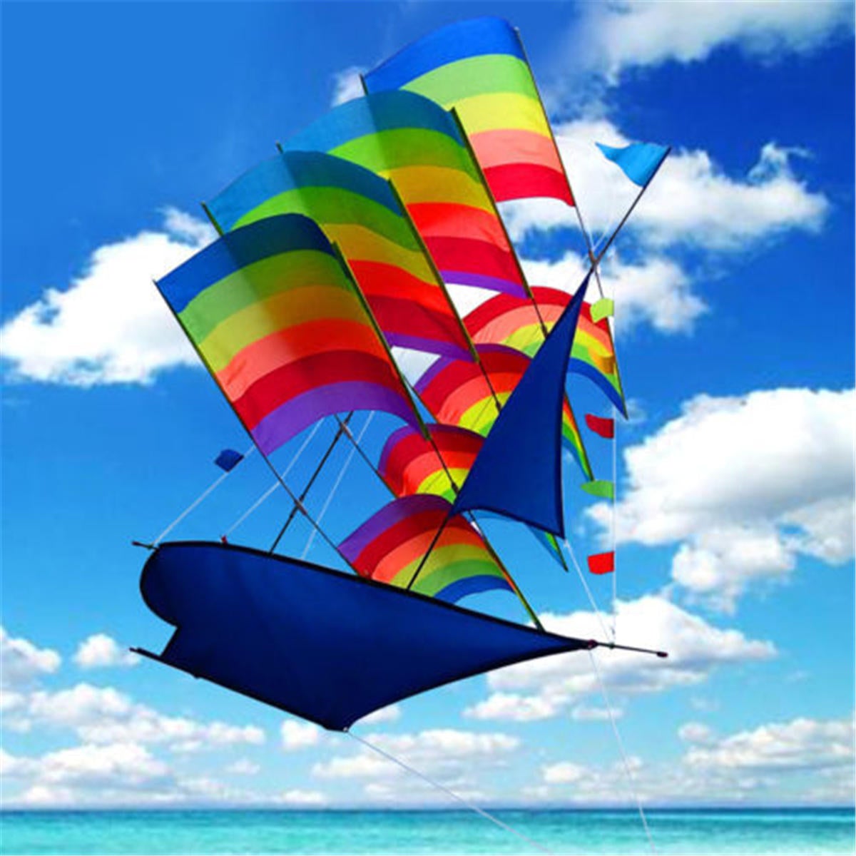 Huge 37"3D Stereo Sailboat Kite Big Size Flying Outdoor Toy