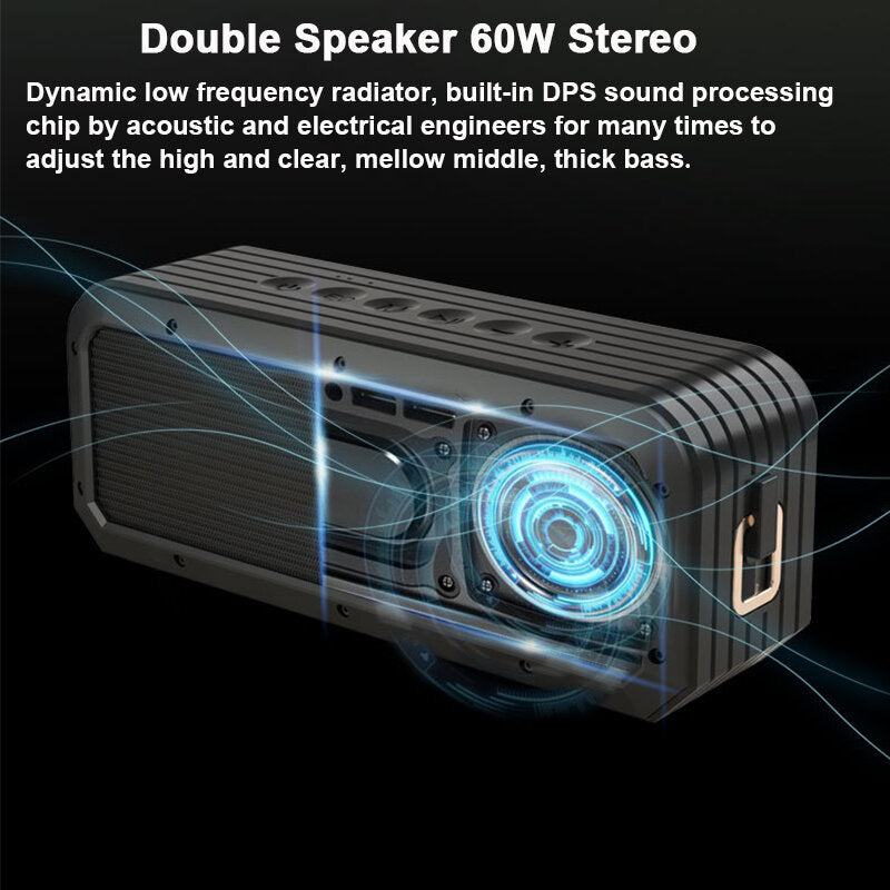 Portable bluetooth 5.0 Speaker High Power Bass Subwoofer 60W  Waterproof Outdoor Speakers Boombox AUX TF Hifi Loudspeaker Music Box