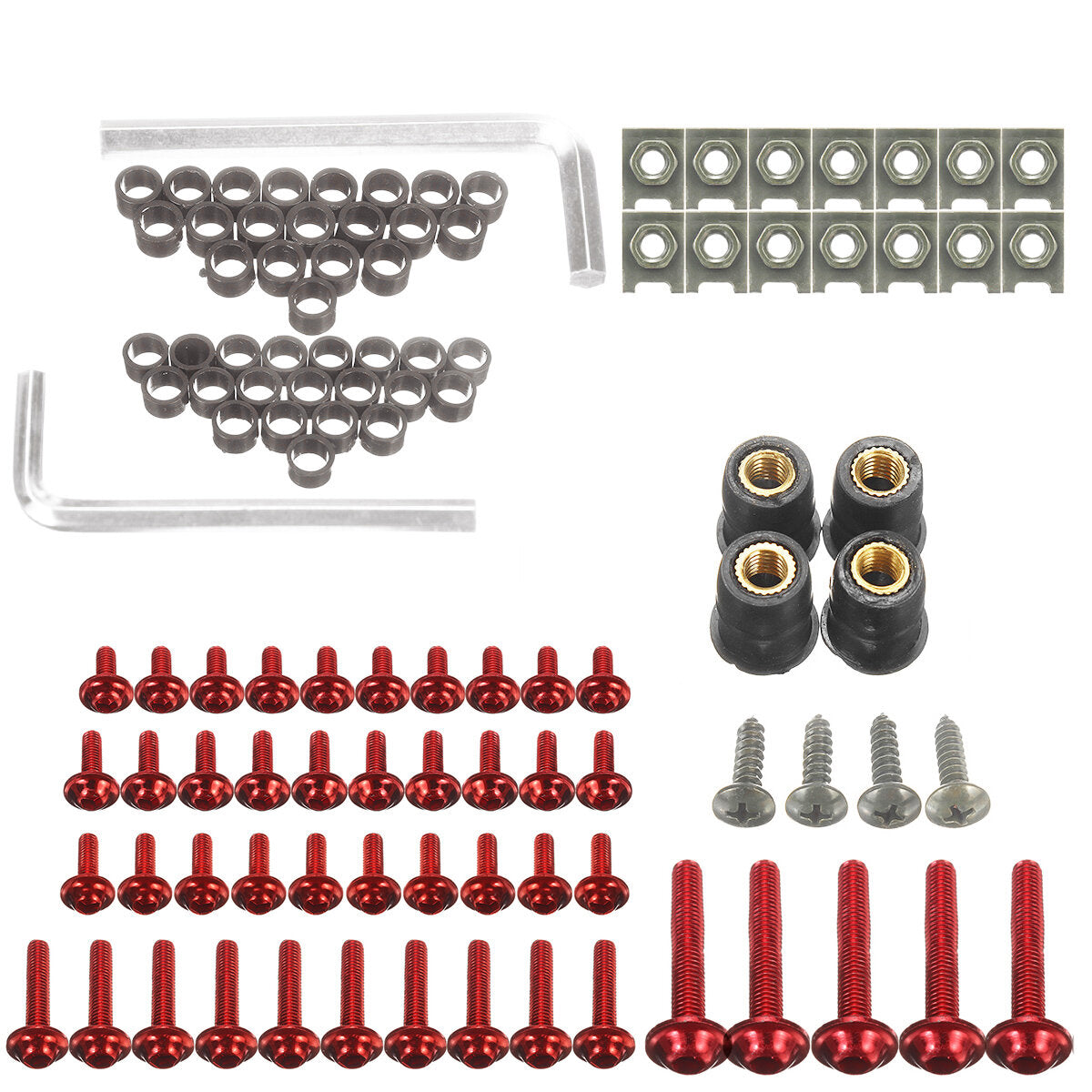 107pcs Motorcycle Aluminum Fairing Bolt Kit Fastener Clip Screw Washers 6 Colors