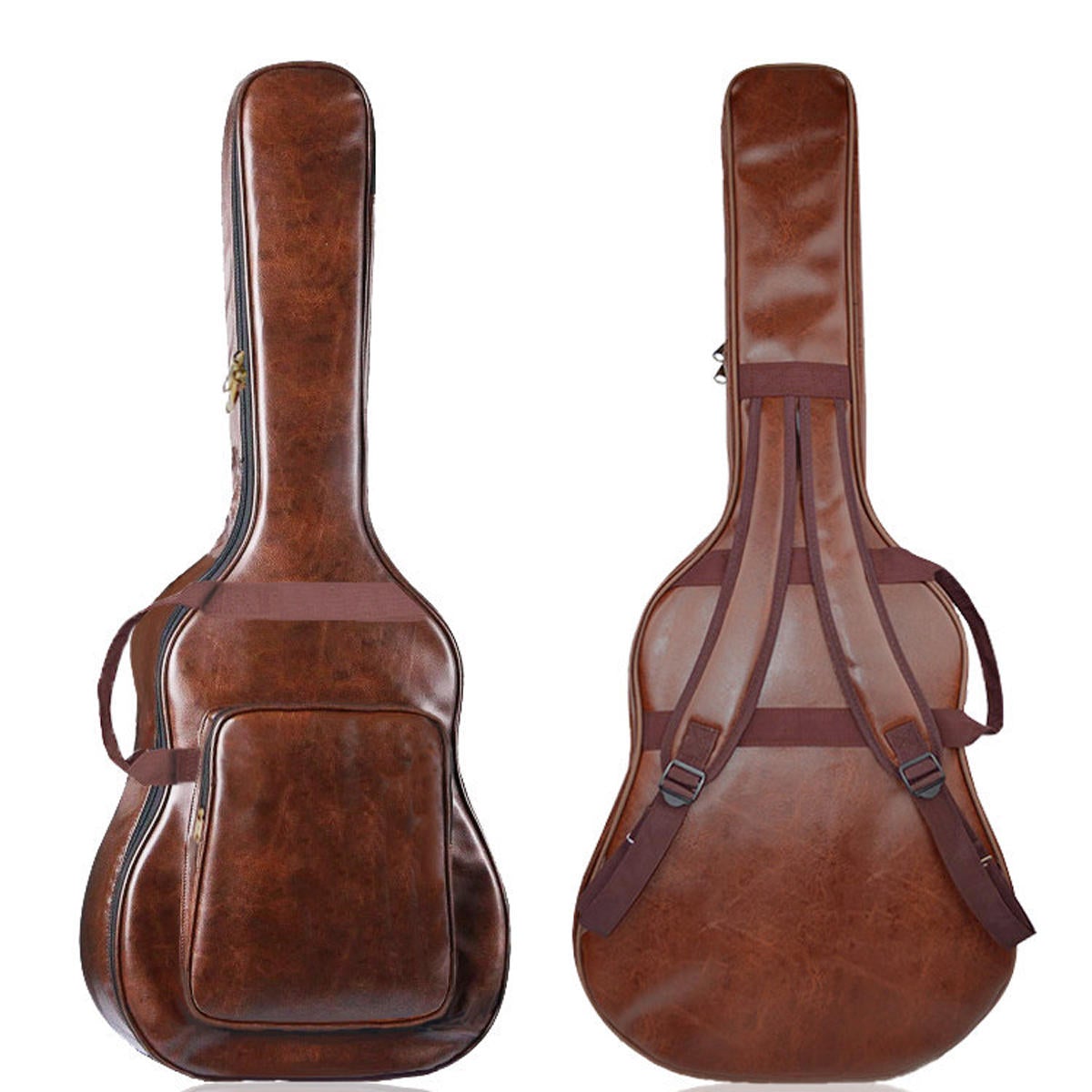 40/41 Inch Acoustic Guitar Bag Waterproof PU Leather Guitar Backpack