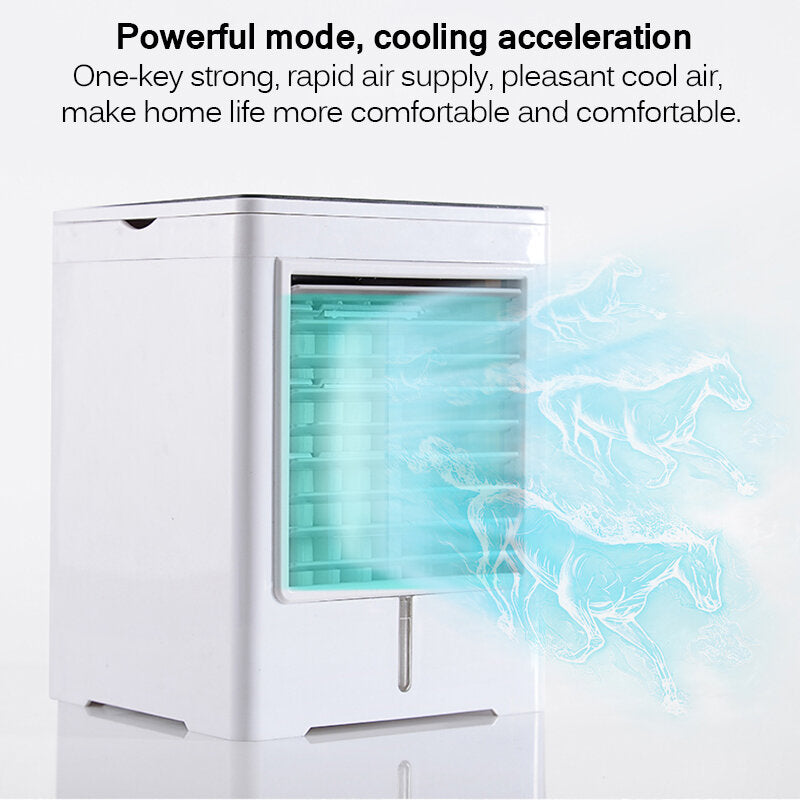 Portable Humidifier Air Conditioner 3 Wind Speeds Touch Timing Control USB Air Cooler Table Mini Fan for Office Home Car