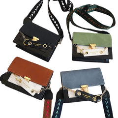 Women Patchwork Frosted Casual Chains Crossbody Bag