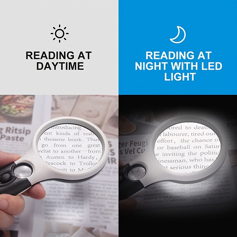 3X/45X Handheld Magnifier Jewelry Loupe with LED Bulbs for Reading and Crafts