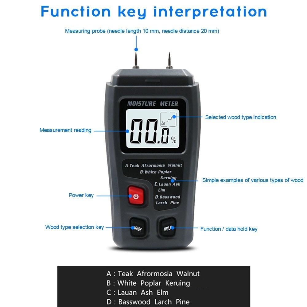 Wood Moisture Tester Meter Floor Carton Black Meter