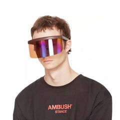 Oversize Sunglasses Retro Futuristic Shield Visor Face Mask Colorful Sun-proof Dust-proof Anti-spray Goggles Side