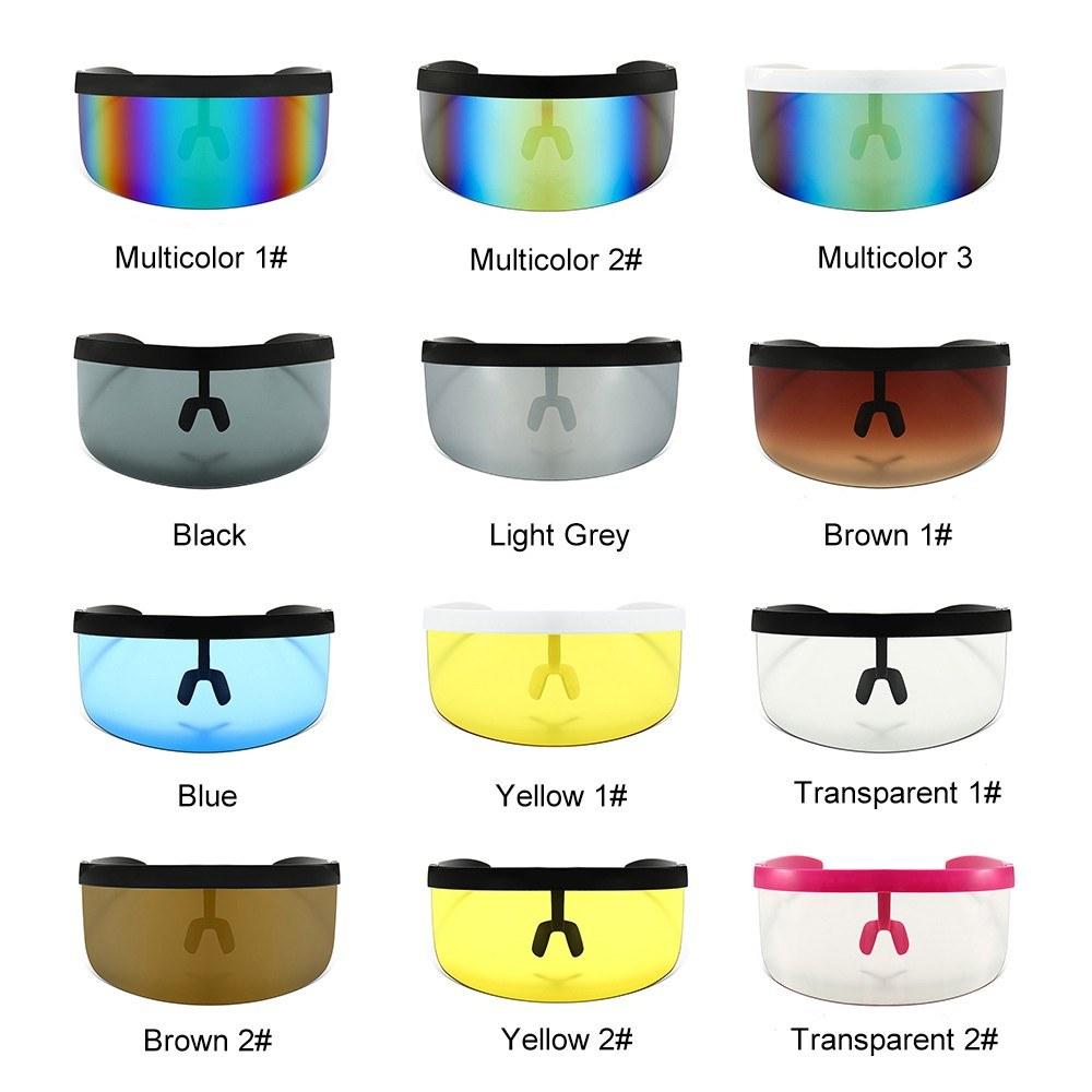 Oversize Sunglasses Retro Futuristic Shield Visor Face Mask Colorful Sun-proof Dust-proof Anti-spray Goggles Side