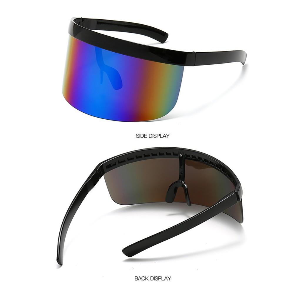 Oversize Sunglasses Retro Futuristic Shield Visor Face Mask Colorful Sun-proof Dust-proof Anti-spray Goggles Side