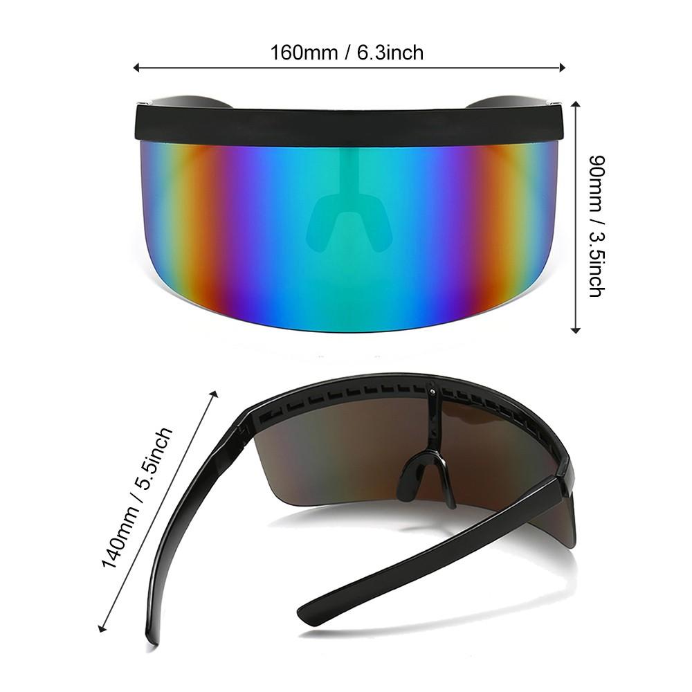 Oversize Sunglasses Retro Futuristic Shield Visor Face Mask Colorful Sun-proof Dust-proof Anti-spray Goggles Side