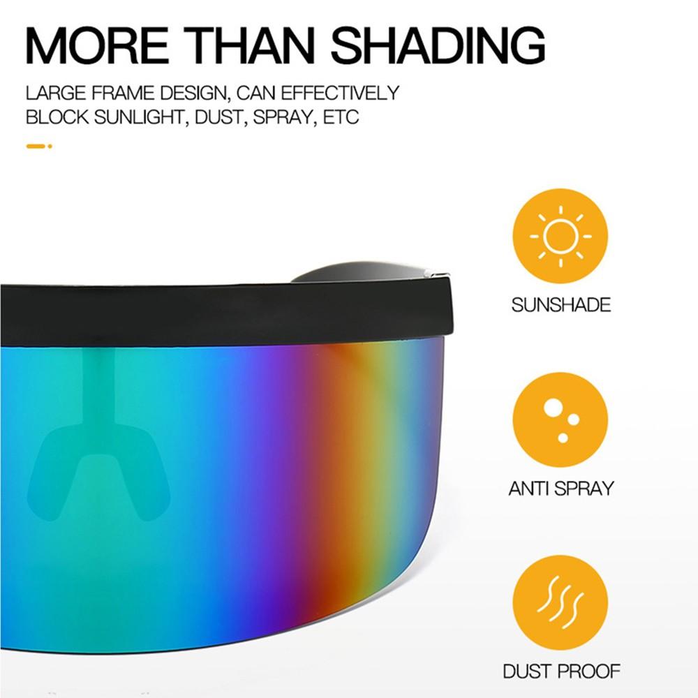 Oversize Sunglasses Retro Futuristic Shield Visor Face Mask Colorful Sun-proof Dust-proof Anti-spray Goggles Side