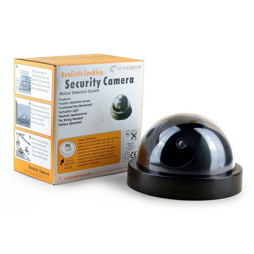 Simulated Surveillance Camera Fake Home Dome Dummy with Flash Red LED Light Security Indoor Outdoor