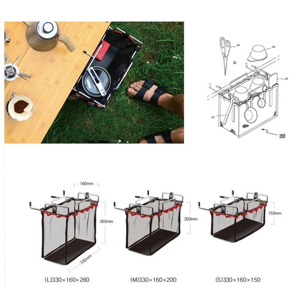 Outdoor Camping Wire Rack Portable Mesh Bag Picnic Table Barbecue Kit Kitchen Net Folding Hanging