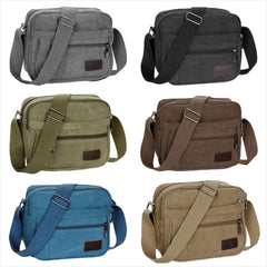 New Fashion Unisex Canvas Crossbody Bag Zipped Pocket Casual Travel Outdoor Small Shoulder Bag